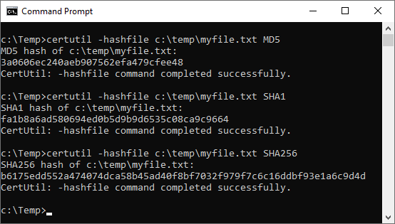 certutil hashfile sha256